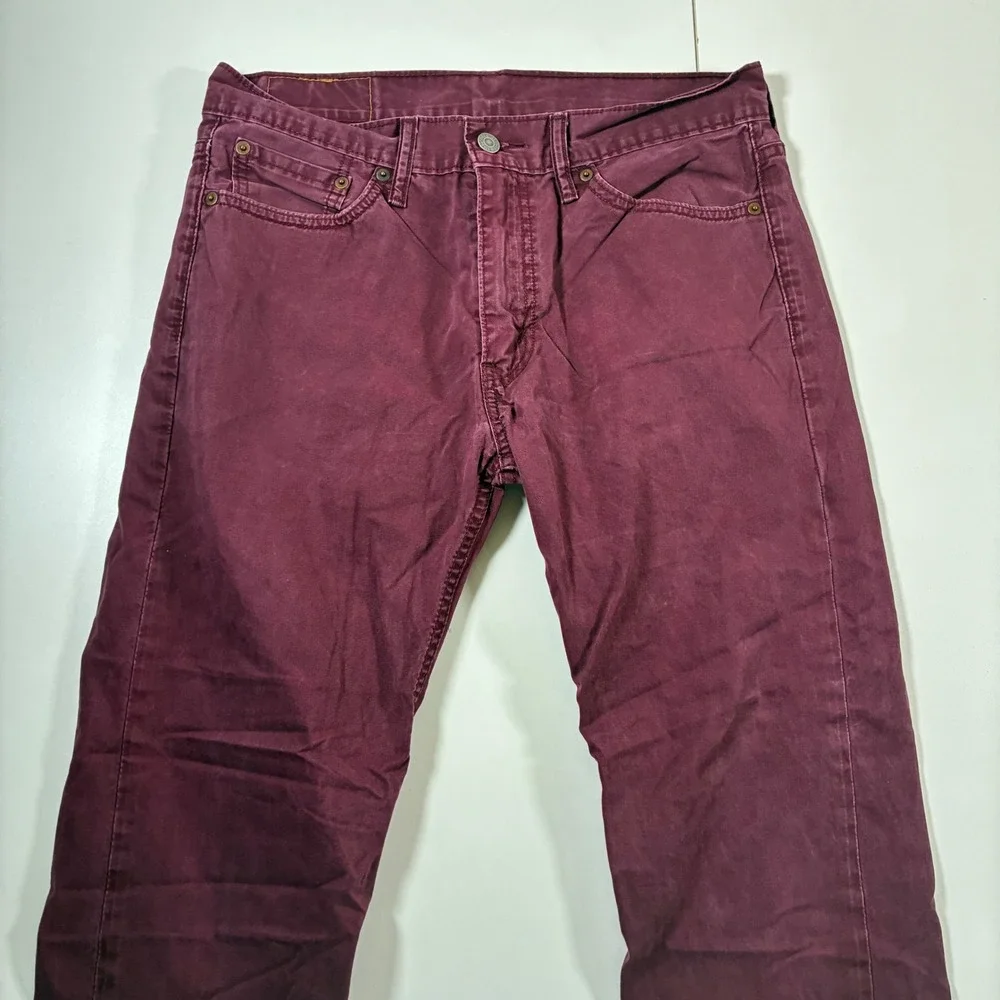Levi's 513 Slim Straight Jeans 32x29 Burgundy Maroon USA Cowboy